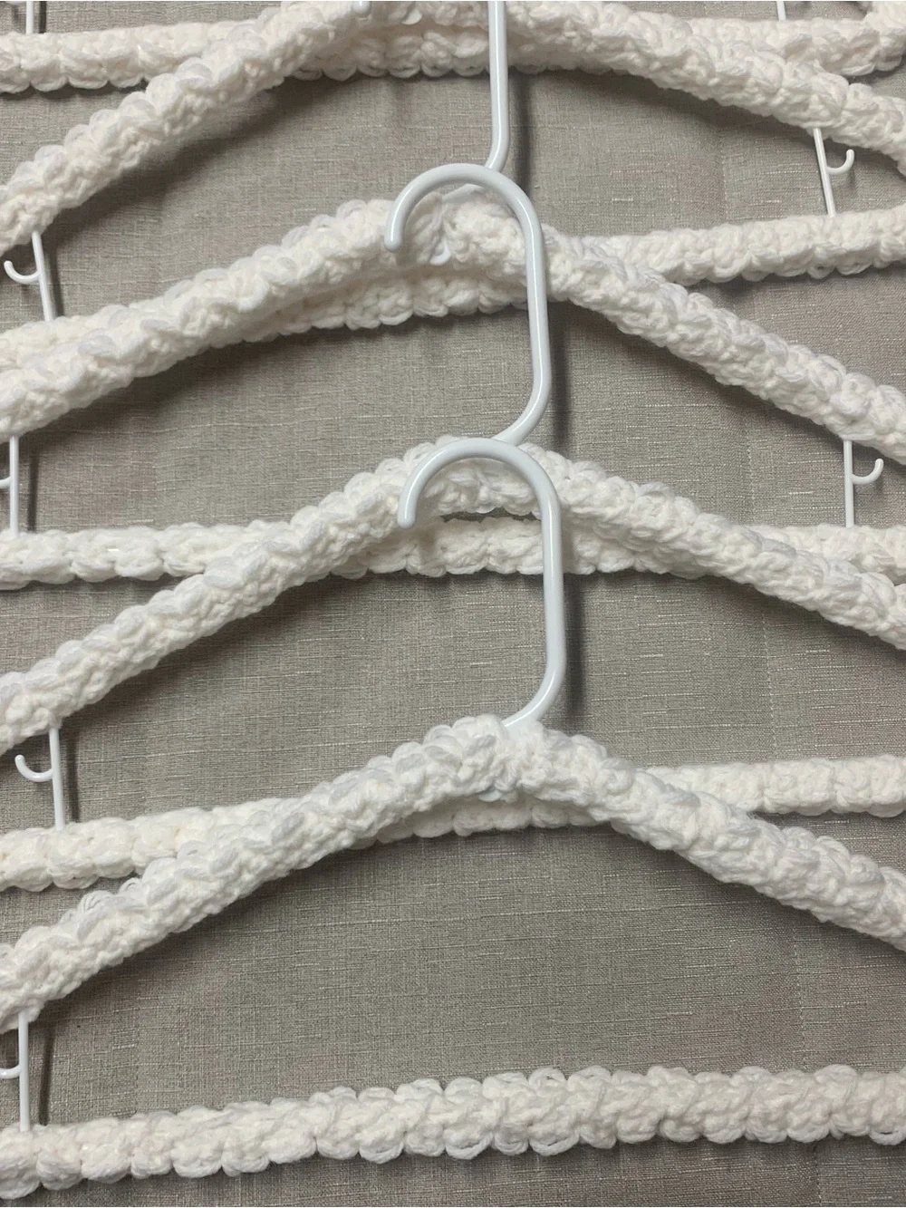 Hand Crafted White Crocheted Padded Closet Hangers - Set of 5